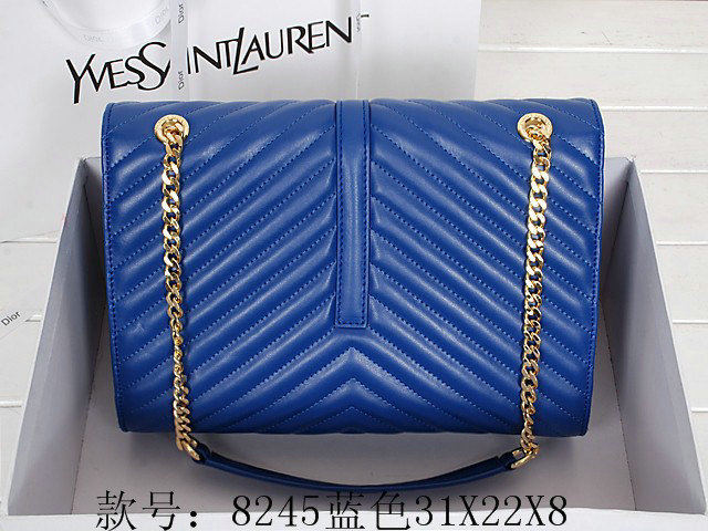 1:1 YSL classic monogramme flap 8245 blue - Click Image to Close